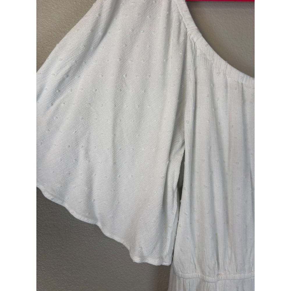 Wrangler Retro White Swiss Dot Off The Shoulder Mini Dress Large Cotragecore - Picture 2 of 9